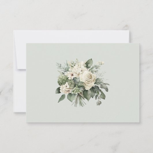 Soft Sage Green Floral Wedding RSVP Card (Achterkant)