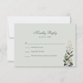 Soft Sage Green Floral Wedding RSVP Card Kaartje