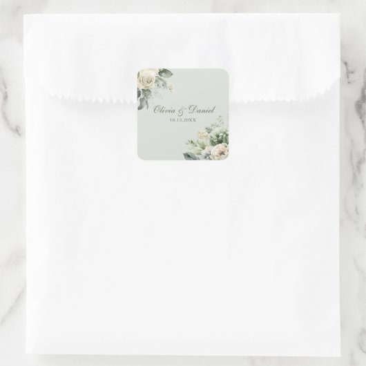 Soft Sage Green Floral Wedding Sticker (Tas)