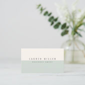 Soft Sage Green & Off-White Modern Professional  Visitekaartje (Staand voorkant)