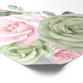 Soft Sage Green Pink Floral Quinceañera Welkom Poster (Hoek)