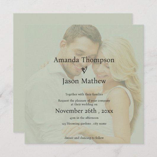 Soft Sage Green Vellum Style Huwelijksuitnodiging (Voorkant / Achterkant)