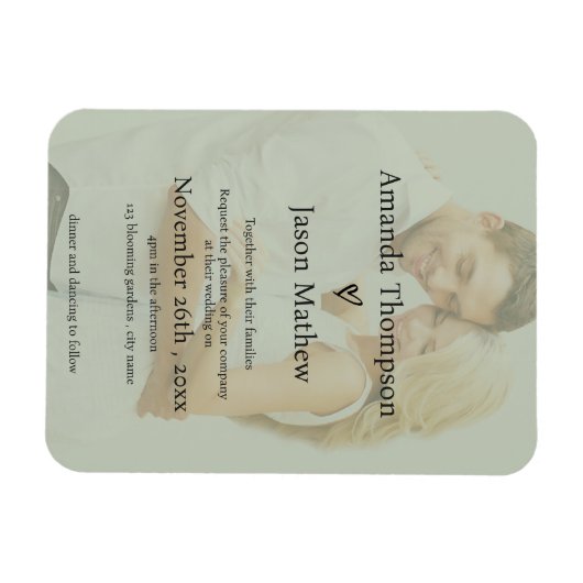 Soft Sage Green Vellum Style Huwelijksuitnodiging Magneet (Horizontaal)