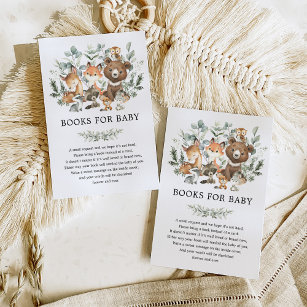 Soft Sage Green Woodland Animals Books for Baby Informatiekaartje