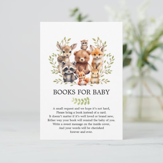 Soft Sage Green Woodland Animals Books for Baby Informatiekaartje (Staand voorkant)