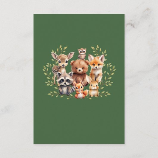 Soft Sage Green Woodland Animals Books for Baby Informatiekaartje (Achterkant)