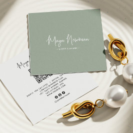 SOFT SAGE GROEN Modern CHIC Minimale QR-code Vierkante Visitekaartje