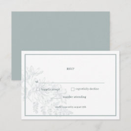 Soft Sage Groene Bloemen Eenvoudige Bruiloft RSVP  Kaartje