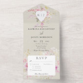 Soft Sage Romantisch Hart Bloemendiner All In One Uitnodiging (Binnen)