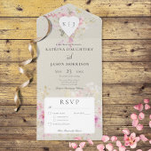 Soft Sage Romantisch Hart  Bloemendiner All In One Uitnodiging