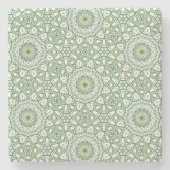 Soft Sage Tile Pattern in Green Geometric Design Stenen Onderzetter (Voorkant)