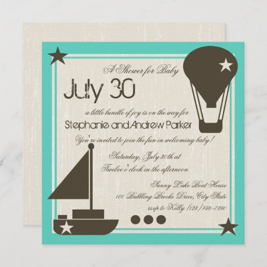 Soft Sails-Baby shower Kaart (Voorkant / Achterkant)