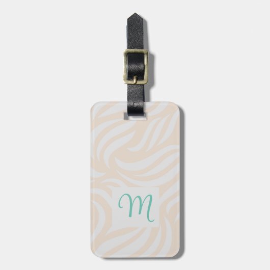 Soft Sand Modern Foliage Feminine Monogram Travel Bagagelabel (Voorkant verticaal)