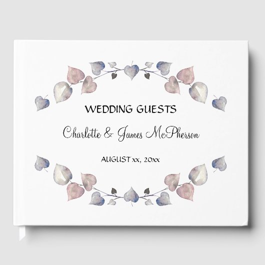 Soft Scottish Heather - Wedding Hearts Gastenboek (Voorkant)