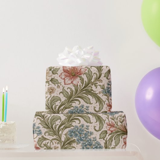 Soft Scrollwork Garden Floral Pattern Cadeaupapier (Feestgeschenken)