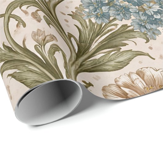 Soft Scrollwork Garden Floral Pattern Cadeaupapier (Rol Hoek)