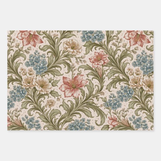 Soft Scrollwork Garden Floral Pattern Inpakpapier Vel (Voorkant 2)