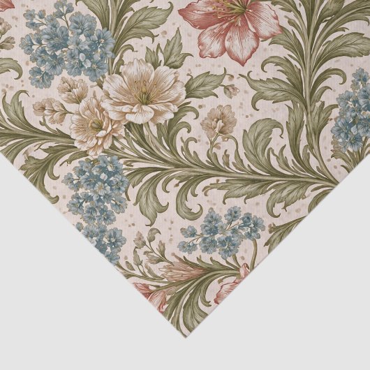 Soft Scrollwork Garden Floral Pattern Tissuepapier (Detail)