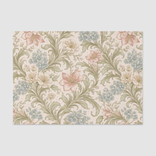 Soft Scrollwork Garden Floral Pattern Tissuepapier (Voorkant)
