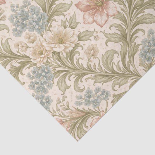 Soft Scrollwork Garden Floral Pattern Tissuepapier (Detail)