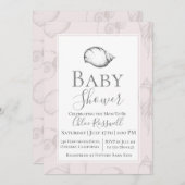 Soft Seashell Baby shower Invitation Kaart (Voorkant / Achterkant)