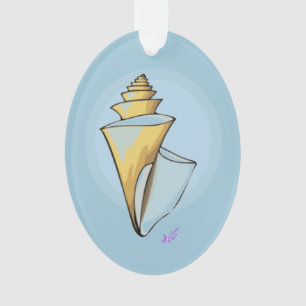 Soft Seashell Blue Oval Ornament