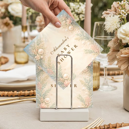 Soft Seaside Pearl Storybook Baby Shower Servet