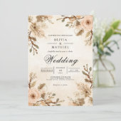 Soft Sepia Bloom Accent Wedding Kaart (Staand voorkant)