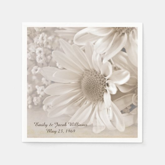 soft sepia daisy bruiloft bouquet servet (Voorkant)