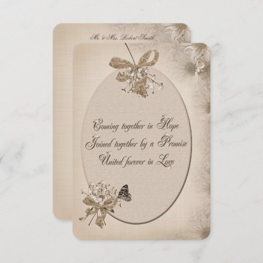 Soft Sepia Daisy Wedding Invitation Kaart (Voorkant / Achterkant)
