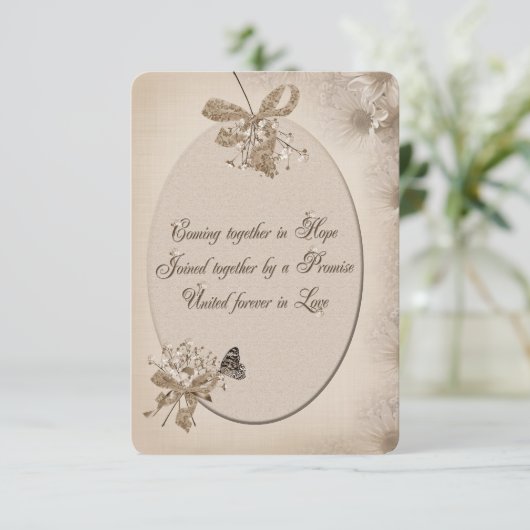Soft Sepia Daisy Wedding Invitation Kaart (Staand voorkant)