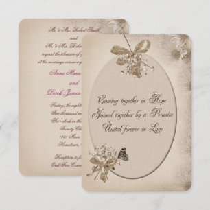 Soft Sepia Daisy Wedding Invitation Kaart