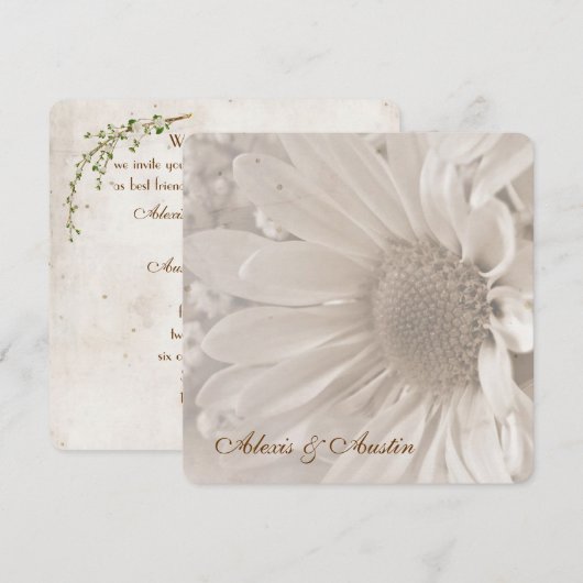 Soft Sepia Wedding Daisy Kaart (Voorkant / Achterkant)