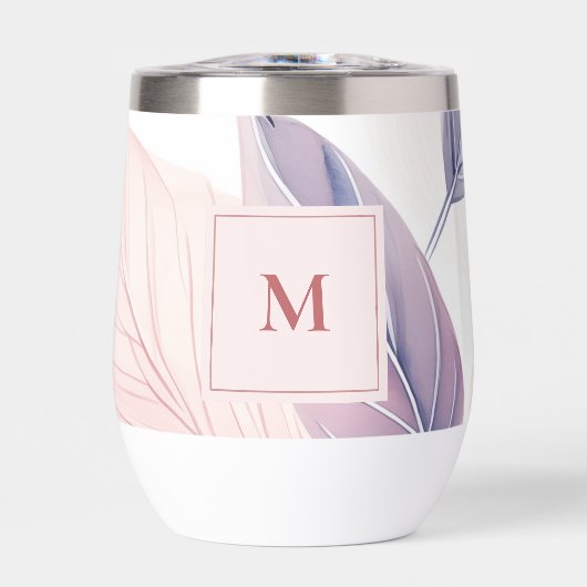 Soft Serenity Watercolor Leaves Custom Monogram (Voorkant)