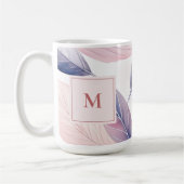 Soft Serenity Watercolor Leaves Custom Monogram Koffiemok (Links)