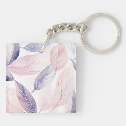 Soft Serenity Watercolor Leaves Custom Monogram Sleutelhanger (Achterkant)