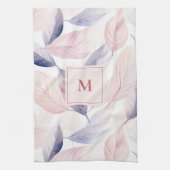 Soft Serenity Watercolor Leaves Custom Monogram Theedoek (Verticaal)