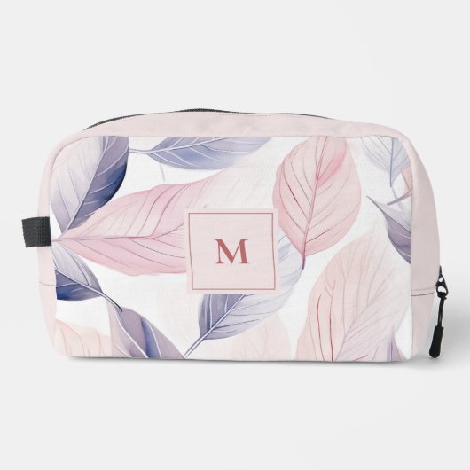 Soft Serenity Watercolor Leaves Custom Monogram Toilettasje (Voorkant)