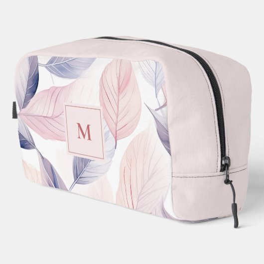 Soft Serenity Watercolor Leaves Custom Monogram Toilettasje (Rechterhoek)