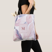 Soft Serenity Watercolor Leaves Custom Monogram Tote Bag (Dichtbij)