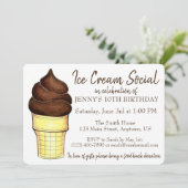 Soft Serve Cone Ice Cream Social Birthday Party Kaart (Staand voorkant)