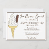 Soft Serve Cone Ice Cream Social Birthday Party Kaart (Voorkant)