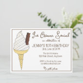 Soft Serve Cone Ice Cream Social Birthday Party Kaart (Staand voorkant)