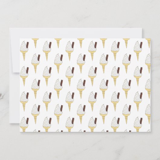 Soft Serve Cone Ice Cream Social Birthday Party Kaart (Achterkant)