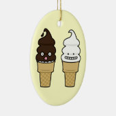 Soft Serve Ice Cream Cone wafer chocola vanilla Keramisch Ornament (Rechts)