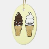 Soft Serve Ice Cream Cone wafer chocola vanilla Keramisch Ornament (Links)