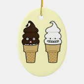 Soft Serve Ice Cream Cone wafer chocola vanilla Keramisch Ornament (Voorkant)