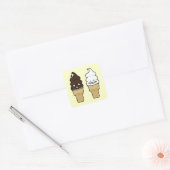Soft Serve Ice Cream Cone wafer chocolade vanille Vierkante Sticker (Envelop)
