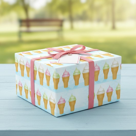 Soft Serve Ice Cream Cones Leuk Zomer Dessert Cadeaupapier