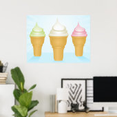 Soft Serve Ice Cream Cones Leuk Zomer Dessert Poster (Thuiskantoor)